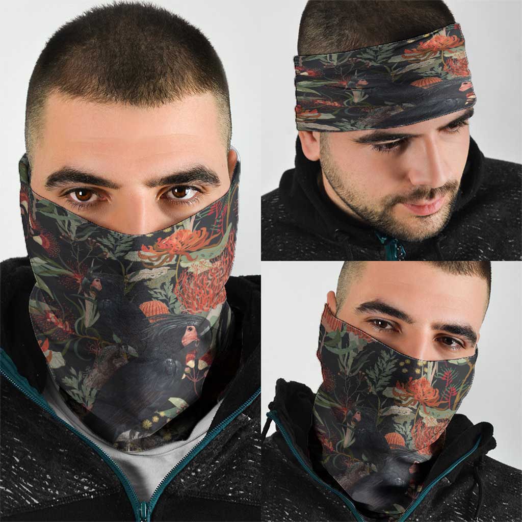 Australia Palm Cockatoo Neck Gaiter Aussie Native Flowers - Aussie Hoodie