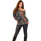 Australia Palm Cockatoo Off Shoulder Sweater Aussie Native Flowers - Aussie Hoodie
