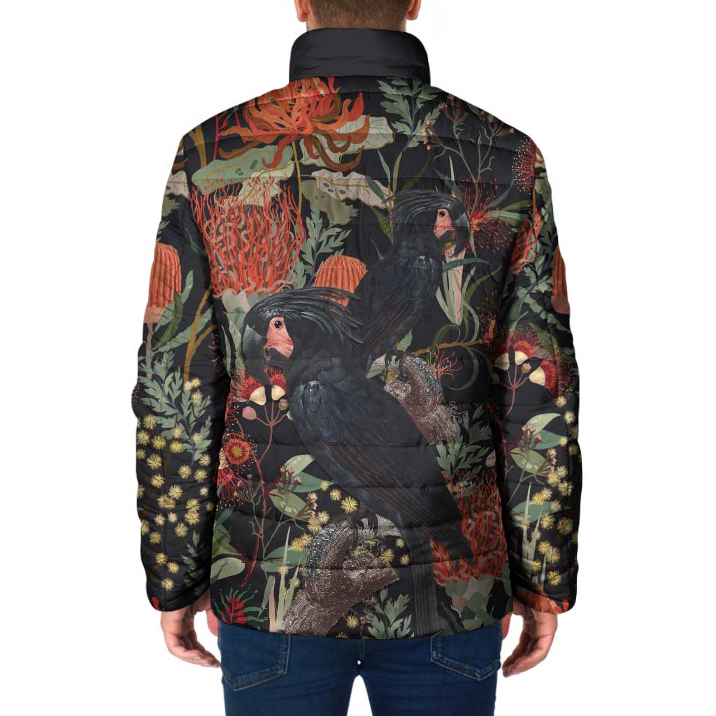 Australia Palm Cockatoo Padded Jacket Aussie Native Flowers - Aussie Hoodie