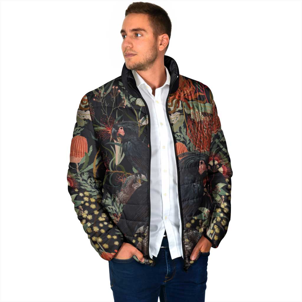 Australia Palm Cockatoo Padded Jacket Aussie Native Flowers - Aussie Hoodie