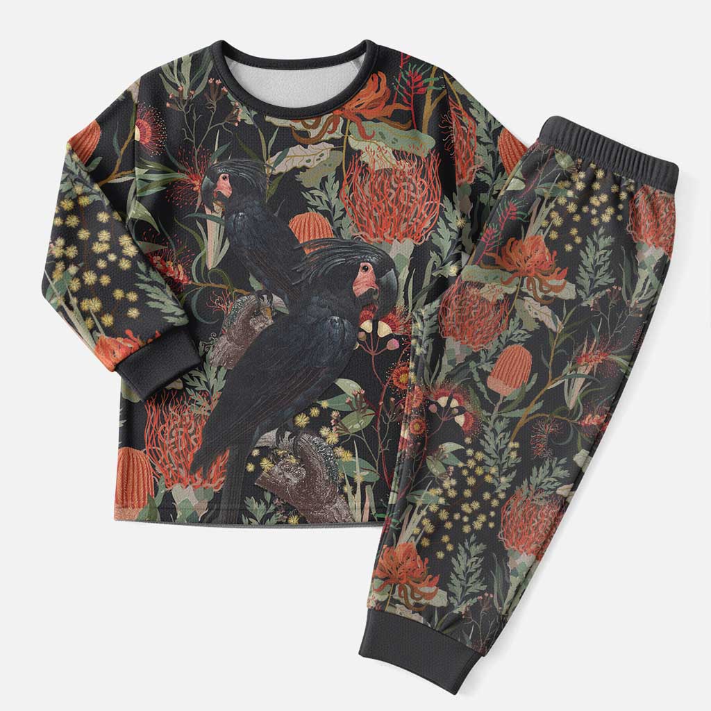 Australia Palm Cockatoo Christmas Pajama Set Aussie Native Flowers - Aussie Hoodie