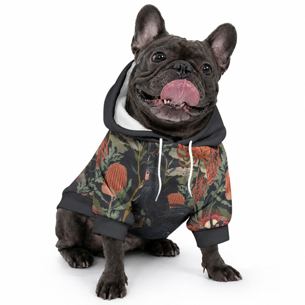 Australia Palm Cockatoo Pet Hoodie Aussie Native Flowers