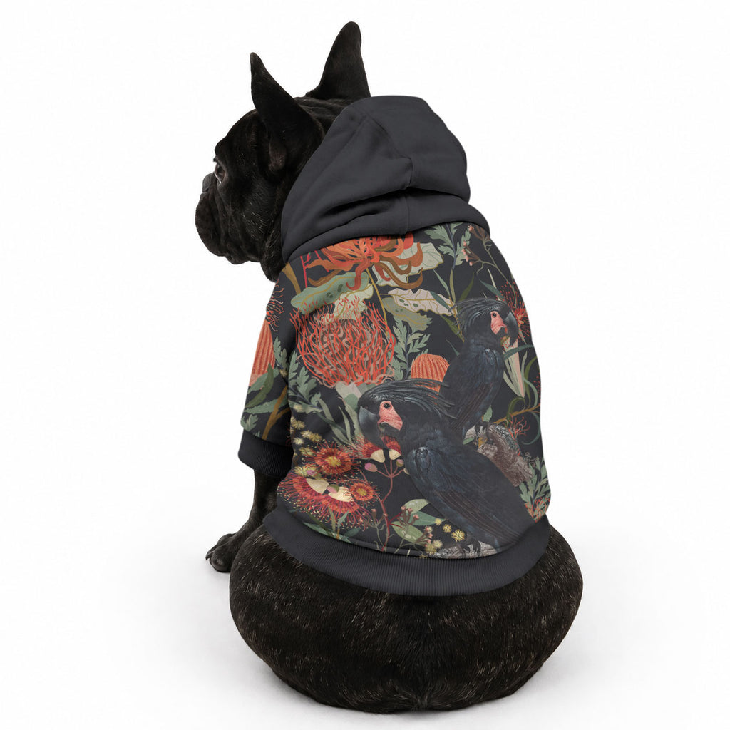 Australia Palm Cockatoo Pet Hoodie Aussie Native Flowers