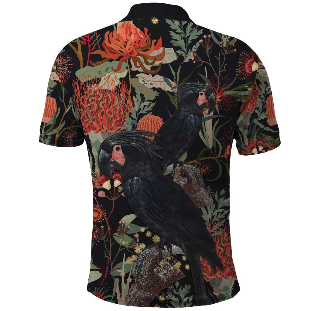 Australia Palm Cockatoo Polo Shirt Aussie Native Flowers - Aussie Hoodie