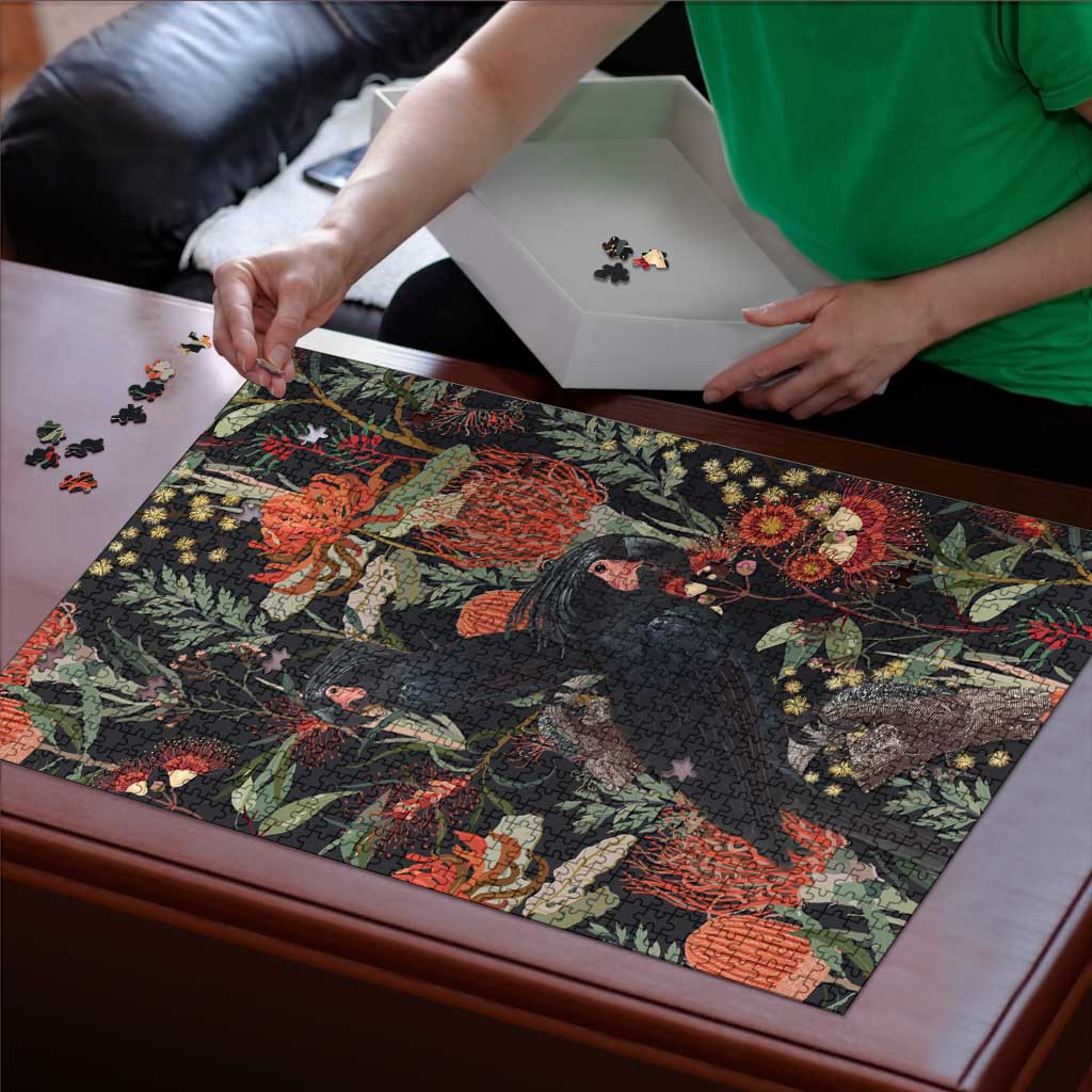 Australia Palm Cockatoo Puzzle Aussie Native Flowers - Aussie Hoodie