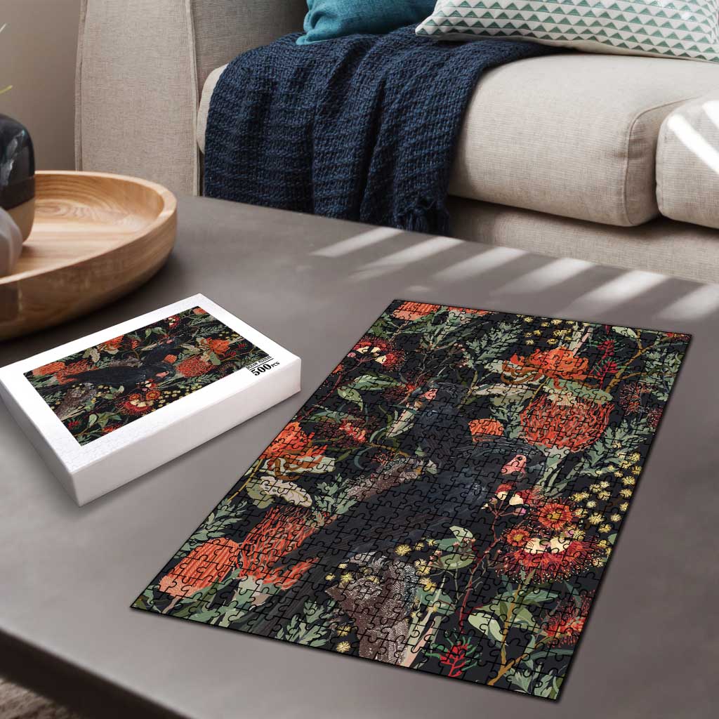 Australia Palm Cockatoo Puzzle Aussie Native Flowers - Aussie Hoodie