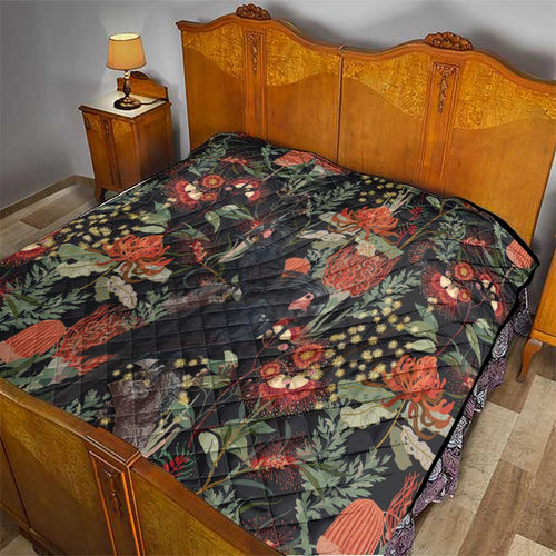 Australia Palm Cockatoo Quilt Aussie Native Flowers - Aussie Hoodie