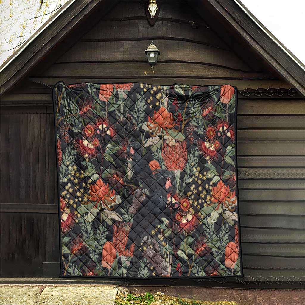 Australia Palm Cockatoo Quilt Aussie Native Flowers - Aussie Hoodie