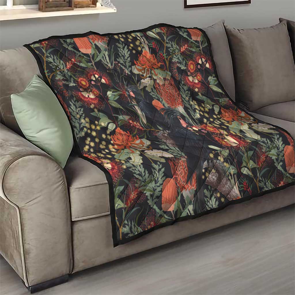Australia Palm Cockatoo Quilt Aussie Native Flowers - Aussie Hoodie