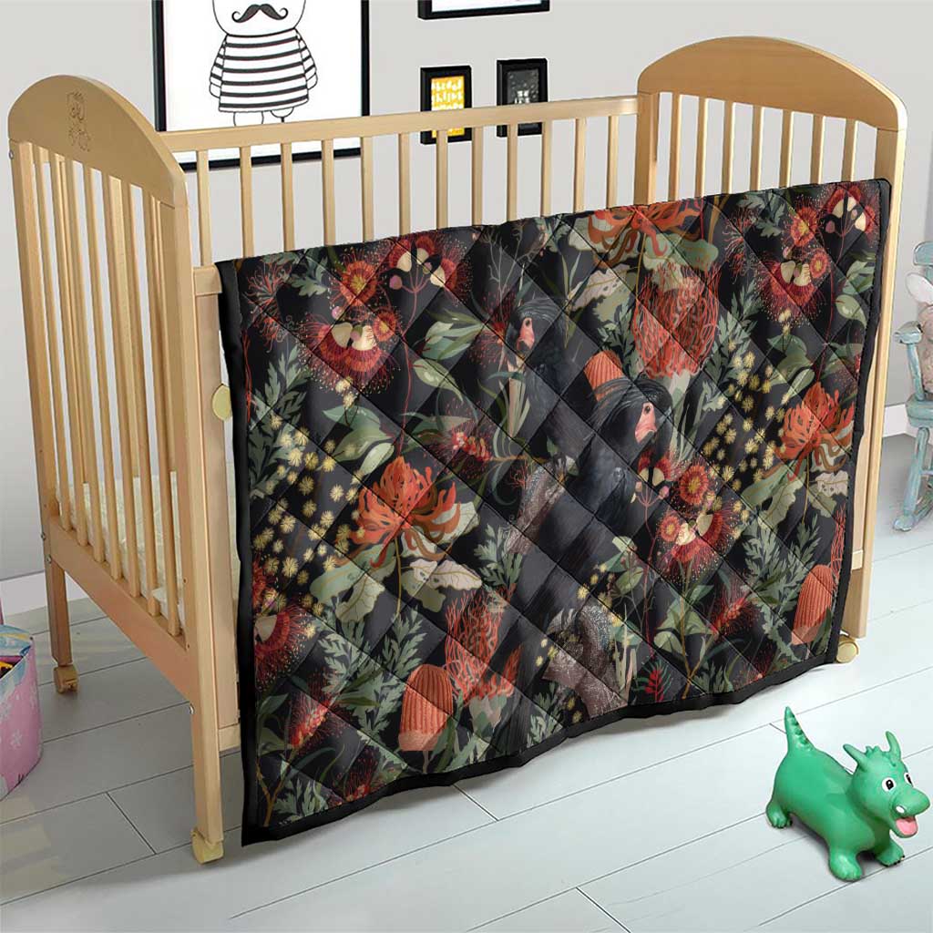 Australia Palm Cockatoo Quilt Aussie Native Flowers - Aussie Hoodie