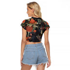Australia Palm Cockatoo Raglan Cropped T Shirt Aussie Native Flowers - Aussie Hoodie