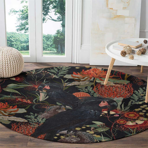 Australia Palm Cockatoo Round Carpet Aussie Native Flowers - Aussie Hoodie