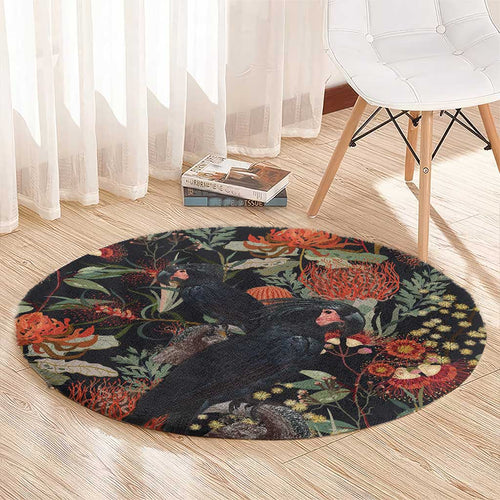 Australia Palm Cockatoo Round Carpet Aussie Native Flowers - Aussie Hoodie