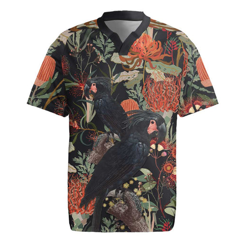 Australia Palm Cockatoo Rugby Jersey Aussie Native Flowers - Aussie Hoodie
