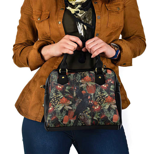 Australia Palm Cockatoo Shoulder Handbag Aussie Native Flowers - Aussie Hoodie