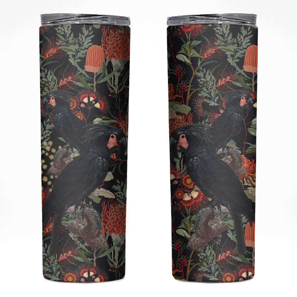 Australia Palm Cockatoo Skinny Tumbler Aussie Native Flowers - Aussie Hoodie