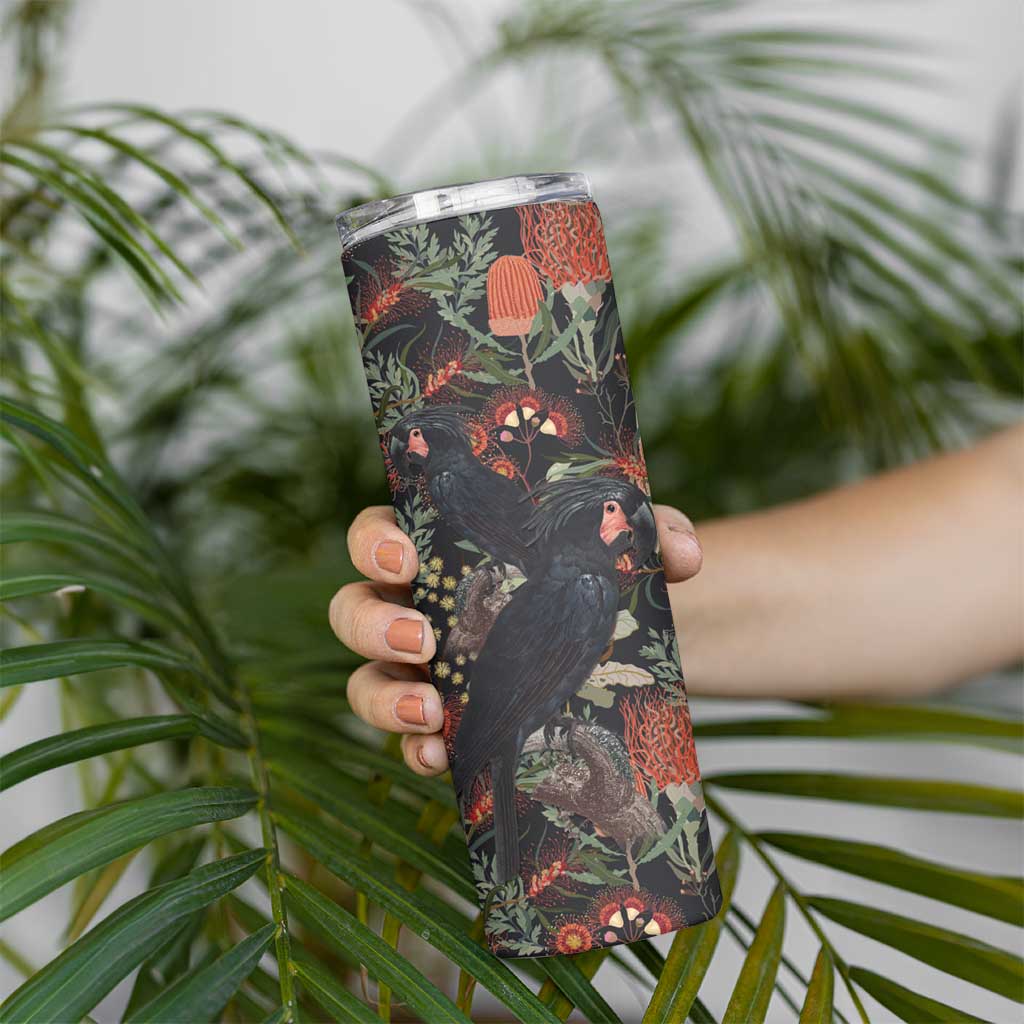 Australia Palm Cockatoo Skinny Tumbler Aussie Native Flowers - Aussie Hoodie