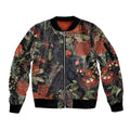 Australia Palm Cockatoo Sleeve Zip Bomber Jacket Aussie Native Flowers - Aussie Hoodie
