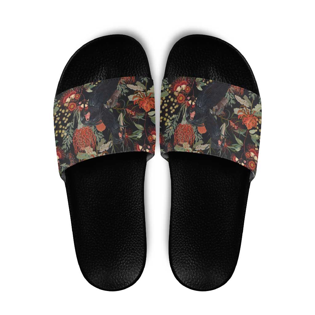 Australia Palm Cockatoo Slide Sandals Aussie Native Flowers - Aussie Hoodie