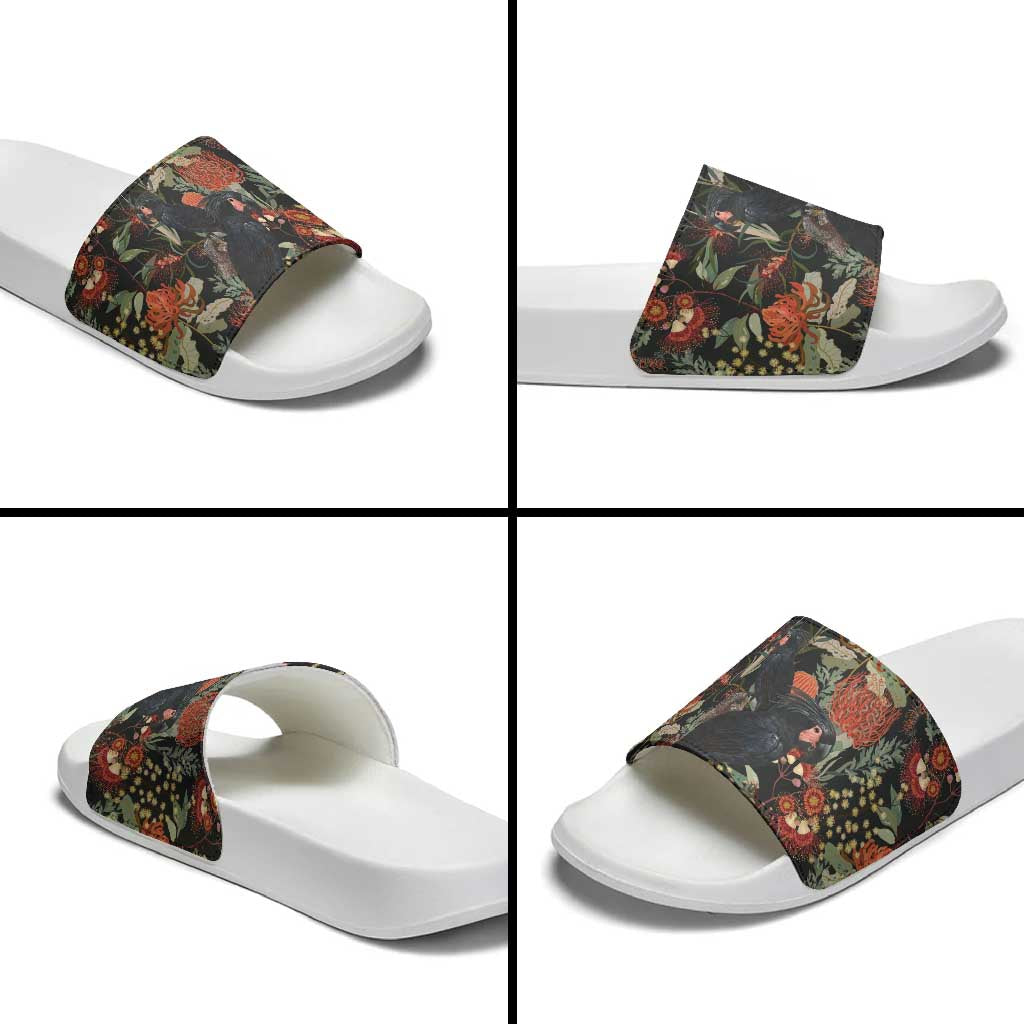 Australia Palm Cockatoo Slide Sandals Aussie Native Flowers - Aussie Hoodie