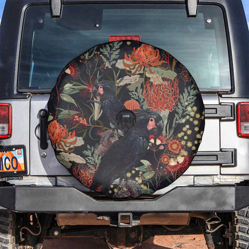 Australia Palm Cockatoo Spare Tire Cover Aussie Native Flowers - Aussie Hoodie
