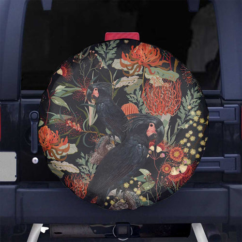 Australia Palm Cockatoo Spare Tire Cover Aussie Native Flowers - Aussie Hoodie