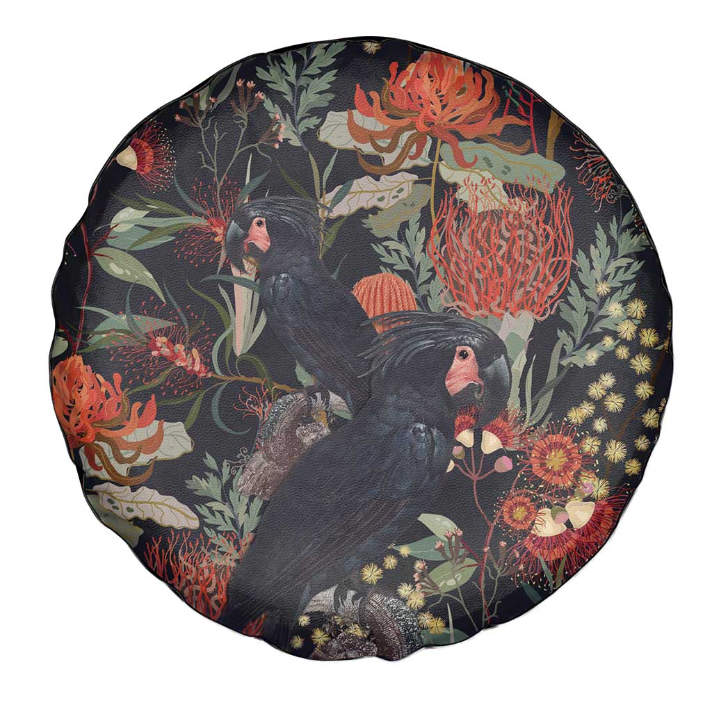 Australia Palm Cockatoo Spare Tire Cover Aussie Native Flowers - Aussie Hoodie