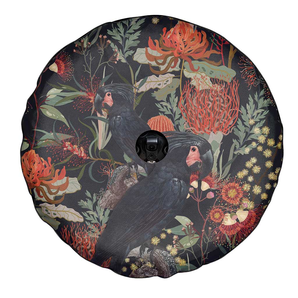 Australia Palm Cockatoo Spare Tire Cover Aussie Native Flowers - Aussie Hoodie