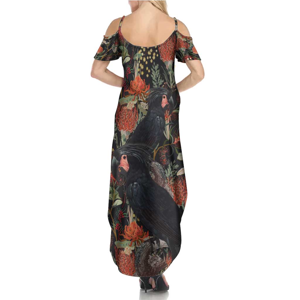 Australia Palm Cockatoo Summer Maxi Dress Aussie Native Flowers - Aussie Hoodie