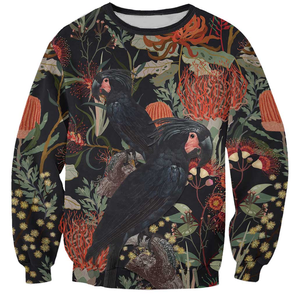 Australia Palm Cockatoo Sweatshirt Aussie Native Flowers - Aussie Hoodie