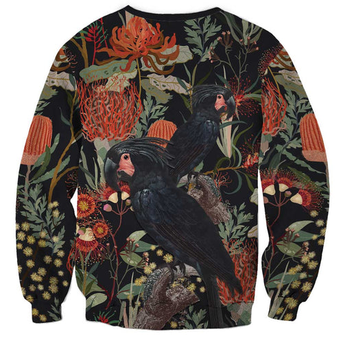 Australia Palm Cockatoo Sweatshirt Aussie Native Flowers - Aussie Hoodie