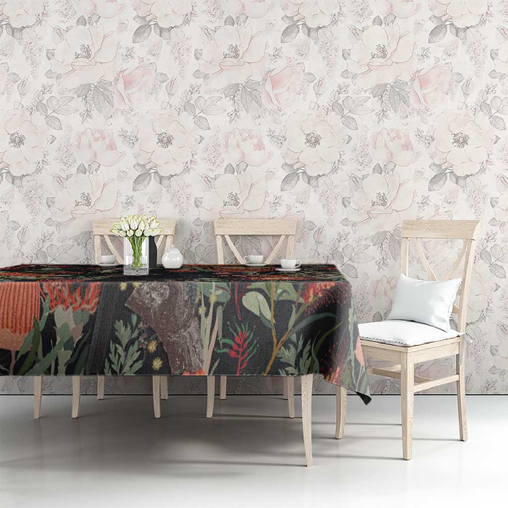 Australia Palm Cockatoo Tablecloth Aussie Native Flowers - Aussie Hoodie