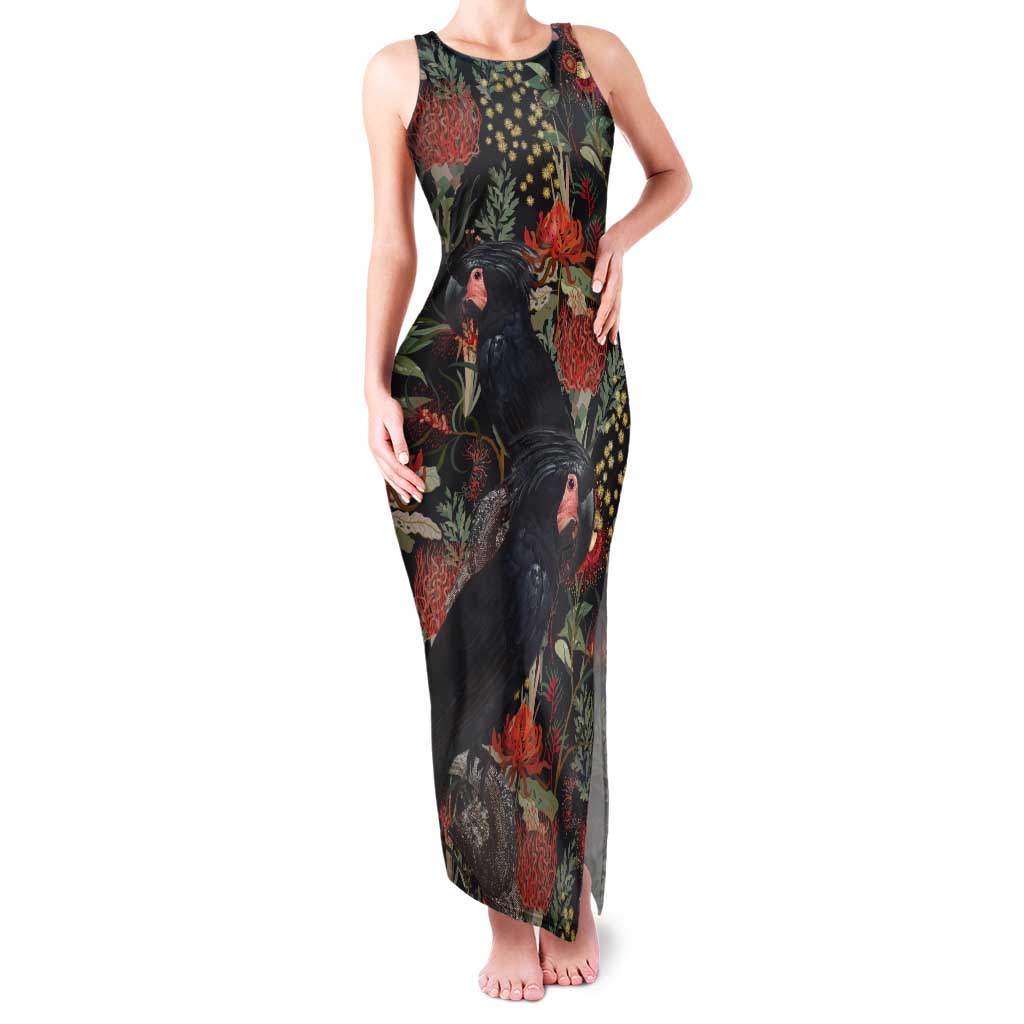 Australia Palm Cockatoo Tank Maxi Dress Aussie Native Flowers - Aussie Hoodie