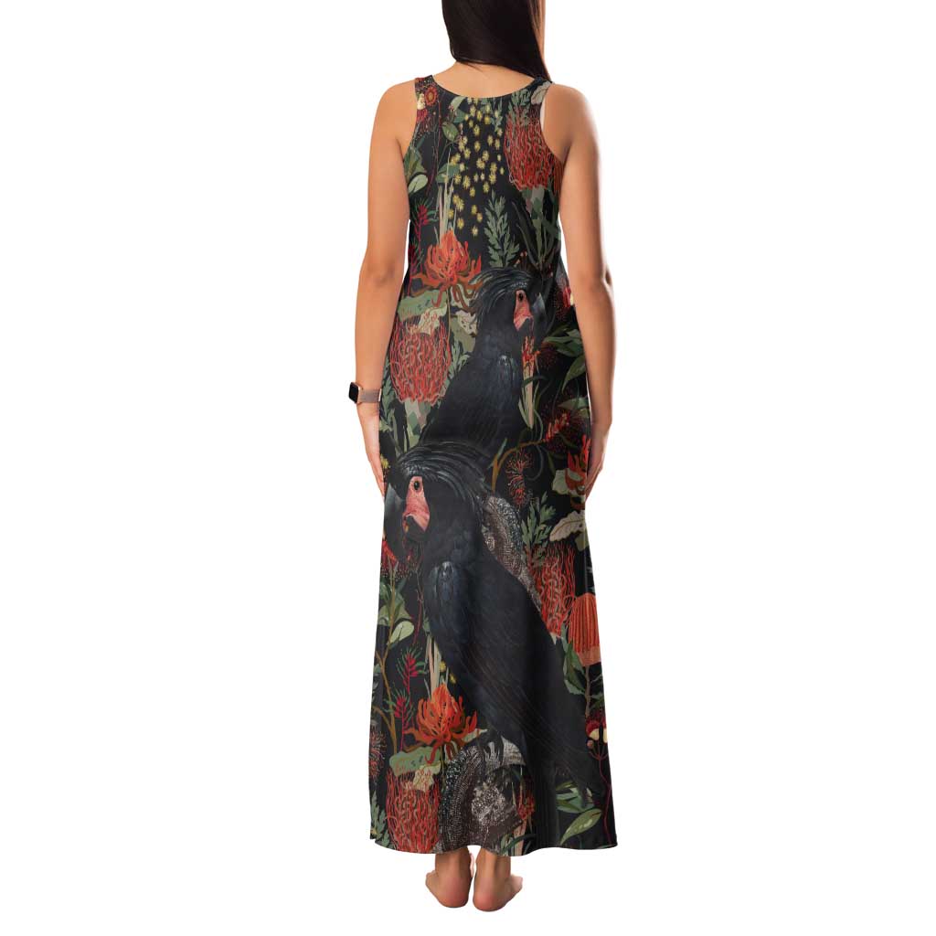 Australia Palm Cockatoo Tank Maxi Dress Aussie Native Flowers - Aussie Hoodie