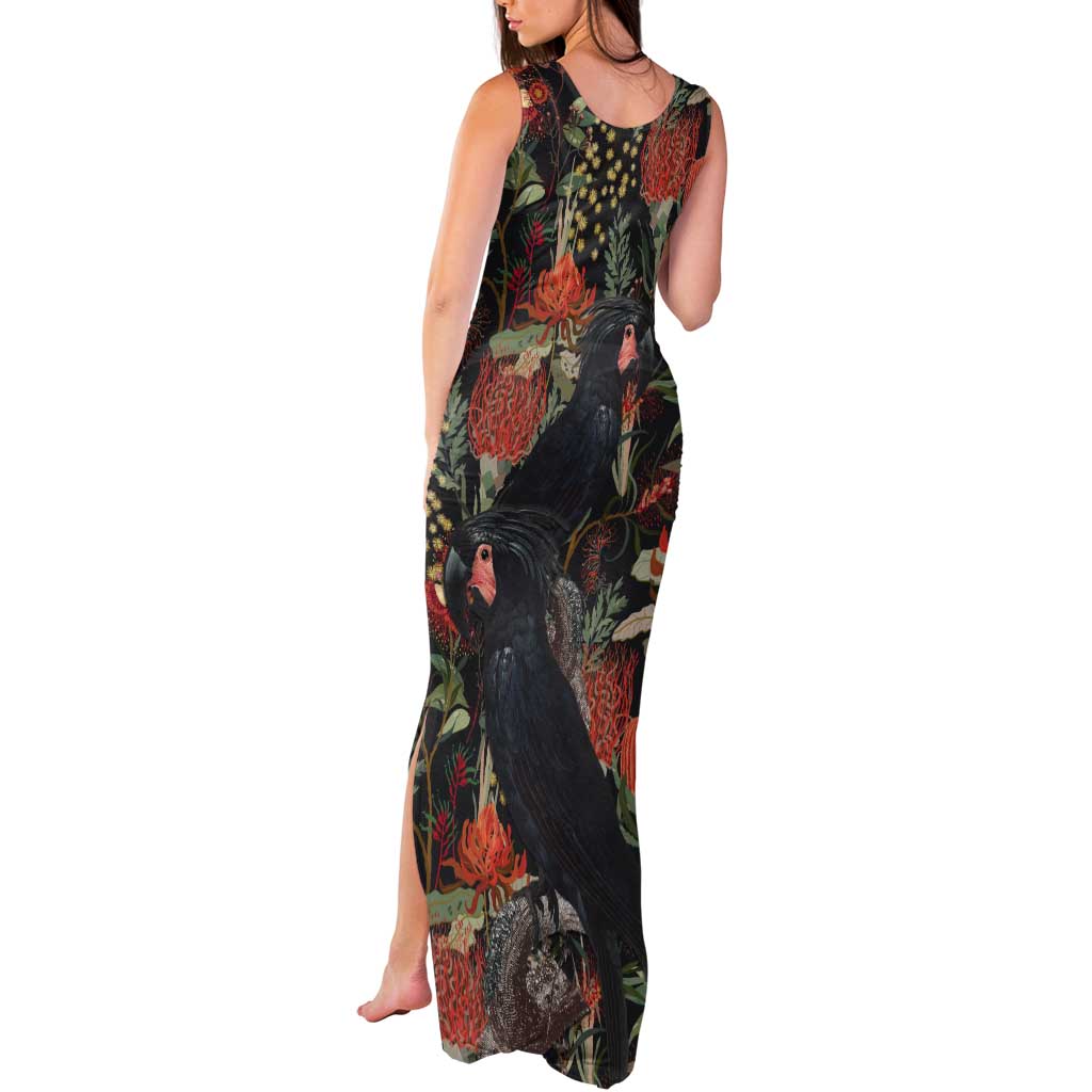 Australia Palm Cockatoo Tank Maxi Dress Aussie Native Flowers - Aussie Hoodie