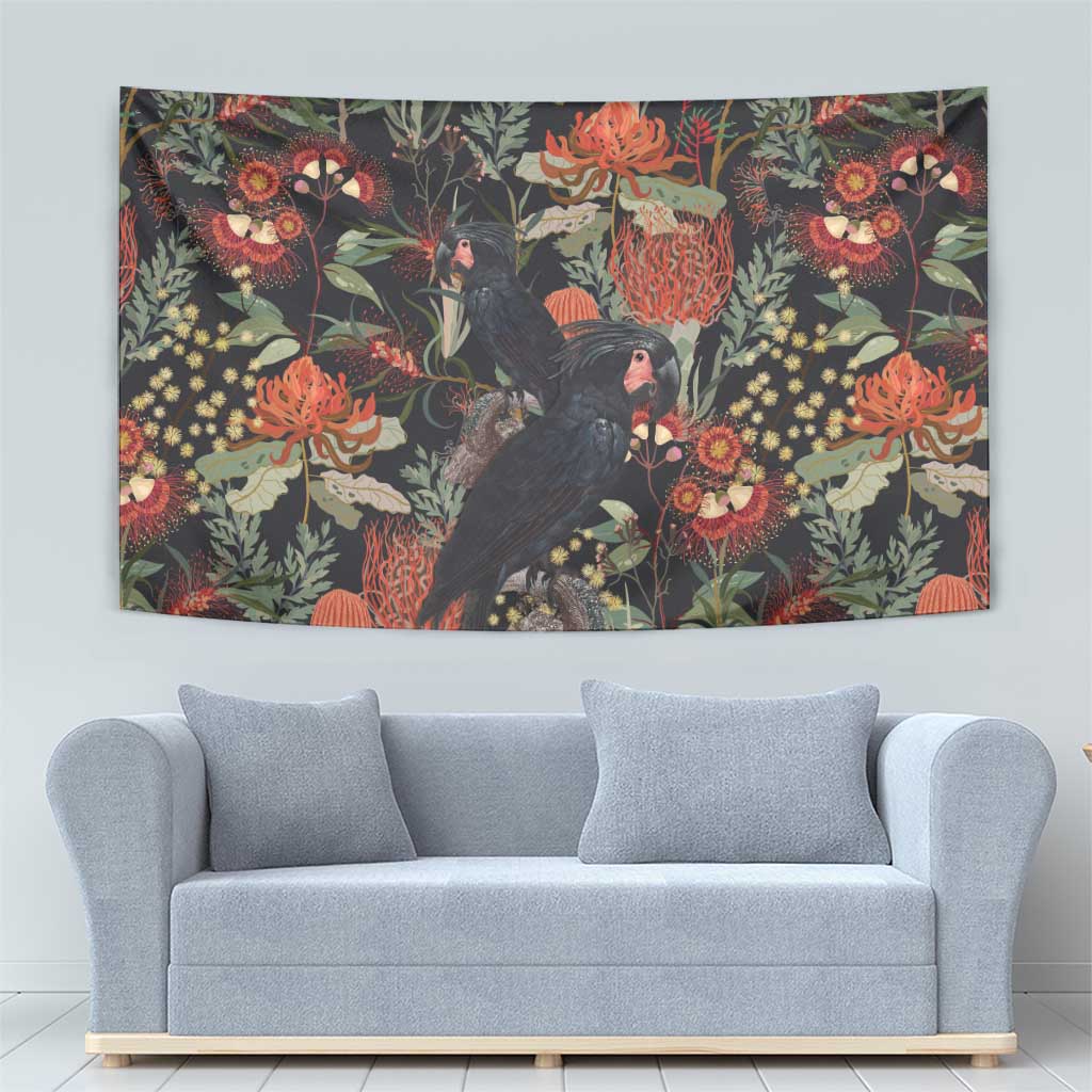 Australia Palm Cockatoo Tapestry Aussie Native Flowers - Aussie Hoodie