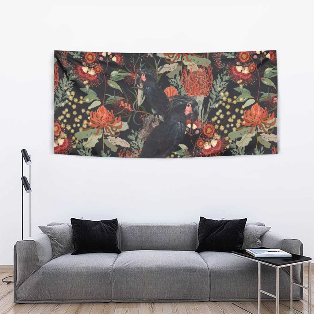 Australia Palm Cockatoo Tapestry Aussie Native Flowers - Aussie Hoodie