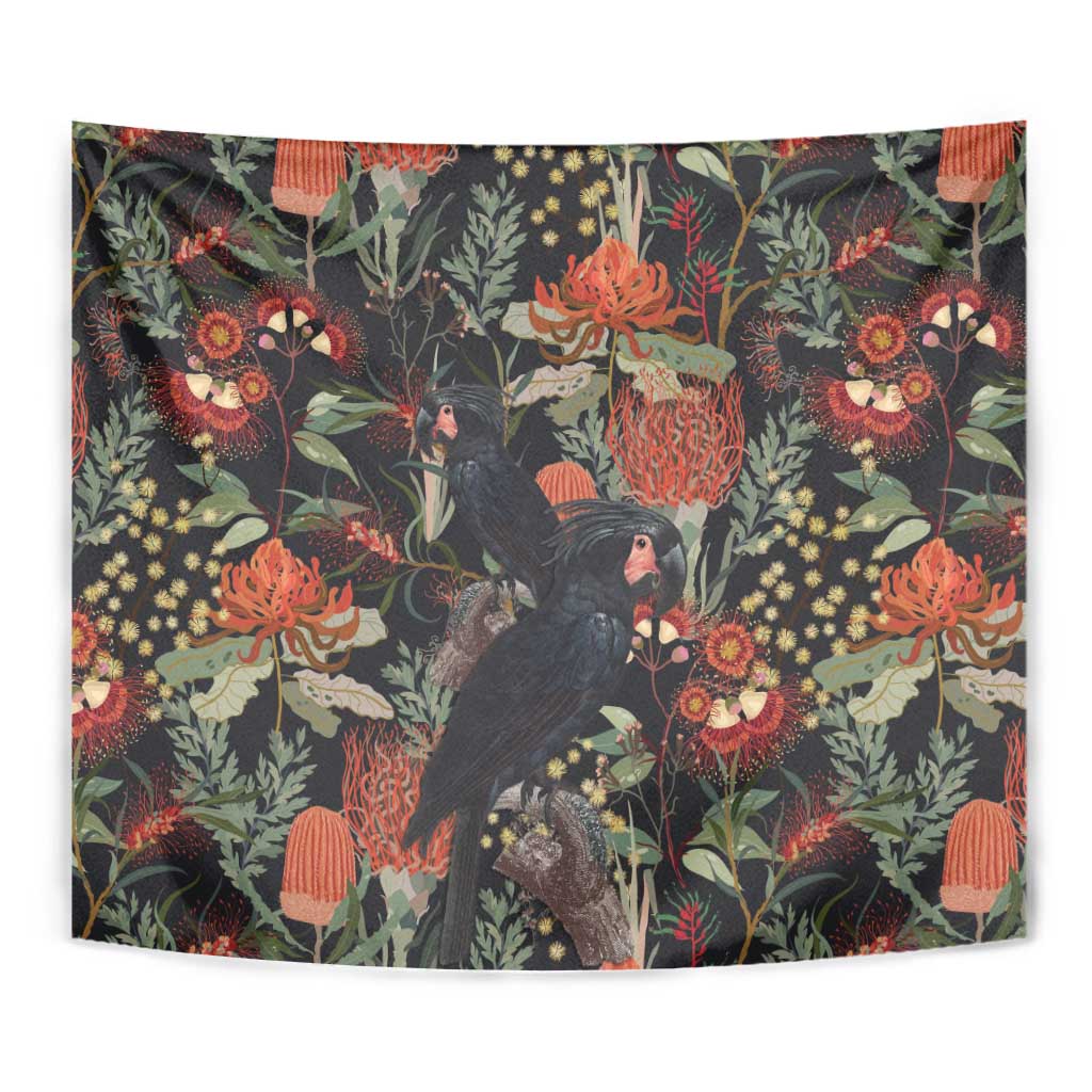 Australia Palm Cockatoo Tapestry Aussie Native Flowers - Aussie Hoodie