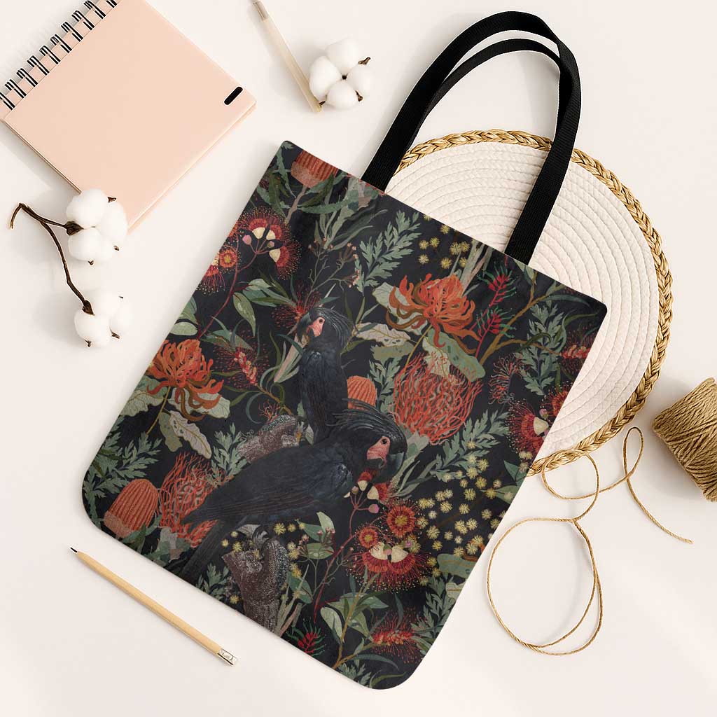 Australia Palm Cockatoo Tote Bag Aussie Native Flowers - Aussie Hoodie