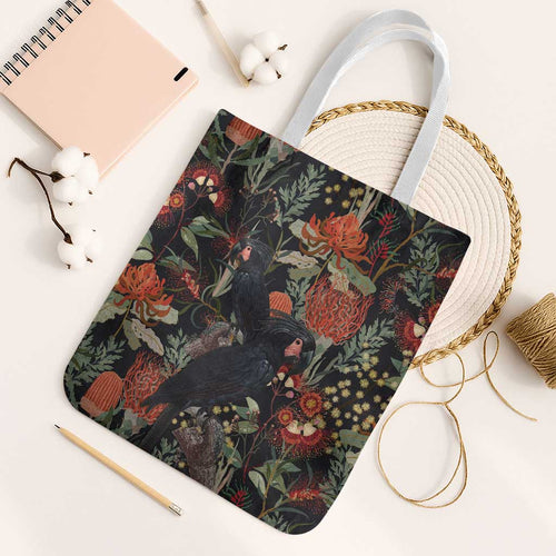 Australia Palm Cockatoo Tote Bag Aussie Native Flowers - Aussie Hoodie
