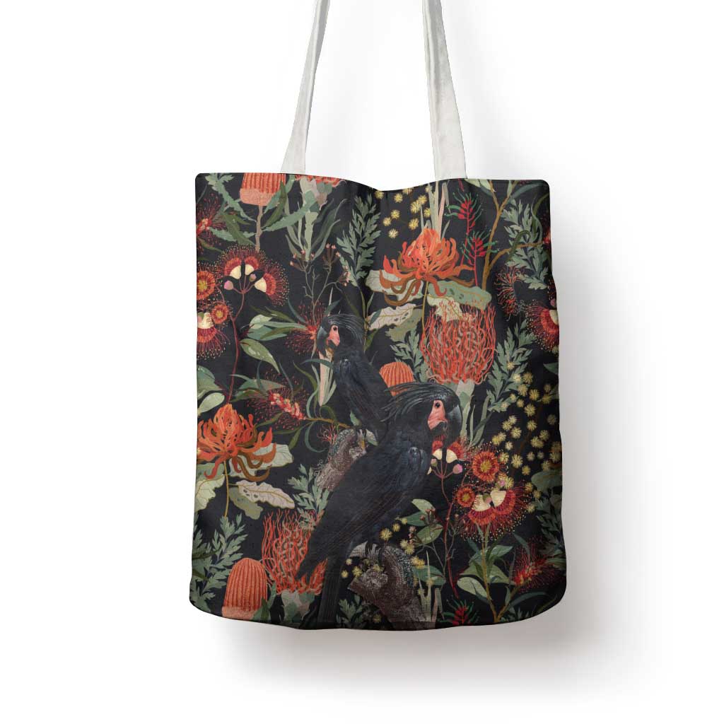 Australia Palm Cockatoo Tote Bag Aussie Native Flowers - Aussie Hoodie