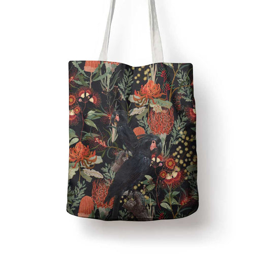 Australia Palm Cockatoo Tote Bag Aussie Native Flowers - Aussie Hoodie