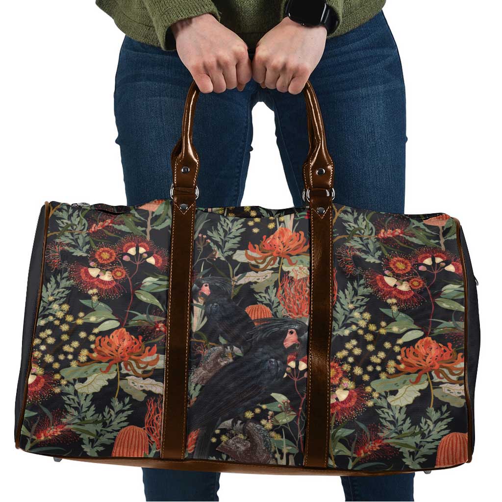 Australia Palm Cockatoo Travel Bag Aussie Native Flowers - Aussie Hoodie
