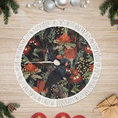 Australia Palm Cockatoo Tree Skirt Aussie Native Flowers - Aussie Hoodie