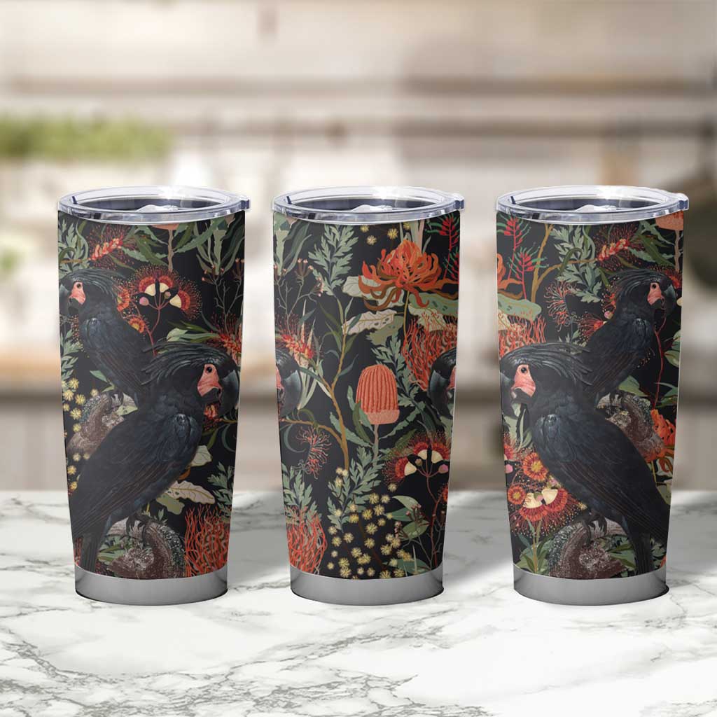 Australia Palm Cockatoo Tumbler Cup Aussie Native Flowers - Aussie Hoodie