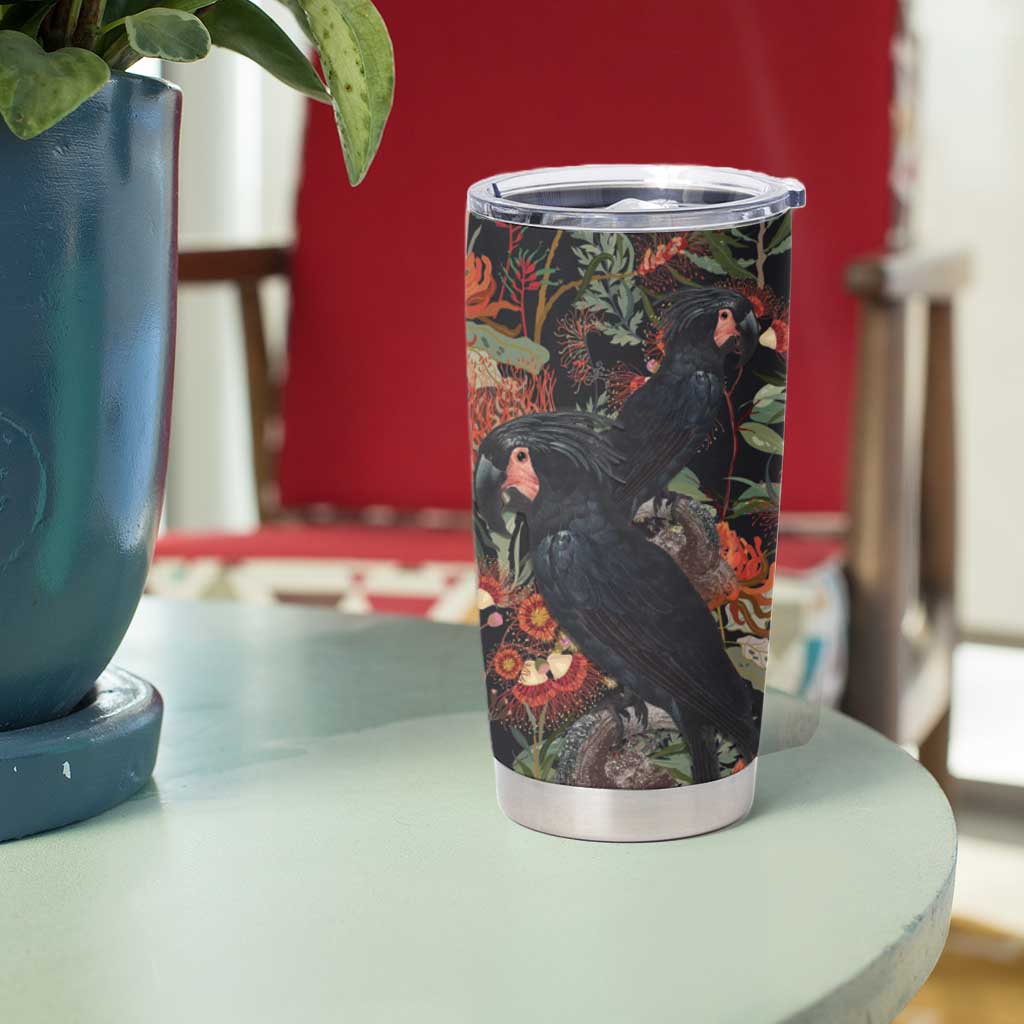 Australia Palm Cockatoo Tumbler Cup Aussie Native Flowers - Aussie Hoodie