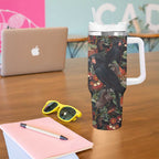 Australia Palm Cockatoo Tumbler With Handle Aussie Native Flowers - Aussie Hoodie