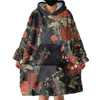 Australia Palm Cockatoo Wearable Blanket Hoodie Aussie Native Flowers - Aussie Hoodie