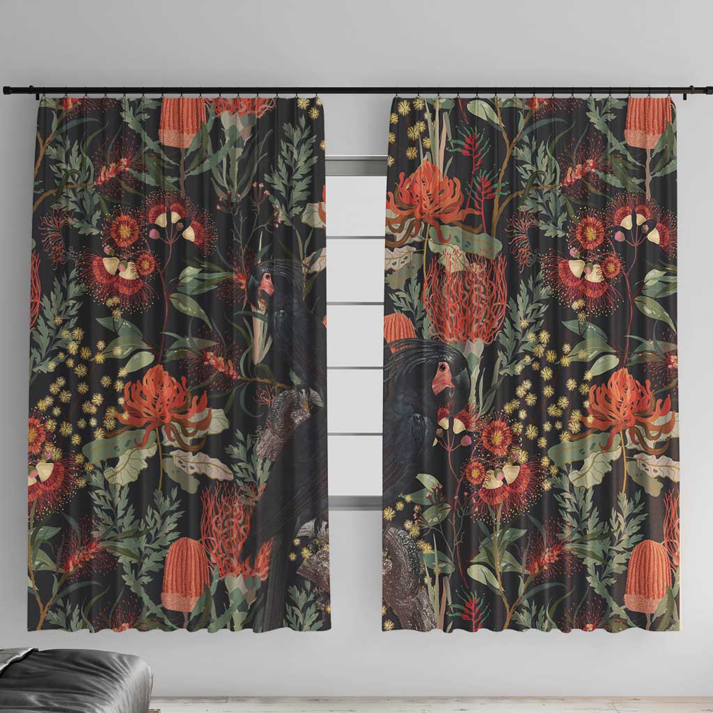 Australia Palm Cockatoo Window Curtain Aussie Native Flowers - Aussie Hoodie