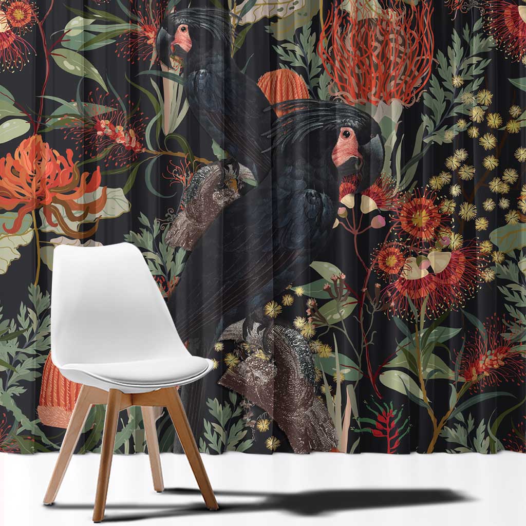 Australia Palm Cockatoo Window Curtain Aussie Native Flowers - Aussie Hoodie